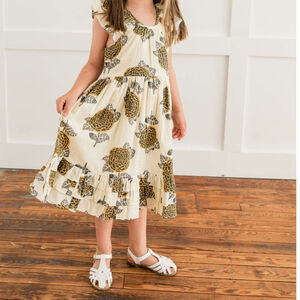 Yo Baby Girls Floral Ruffle Cotton Dress NWT